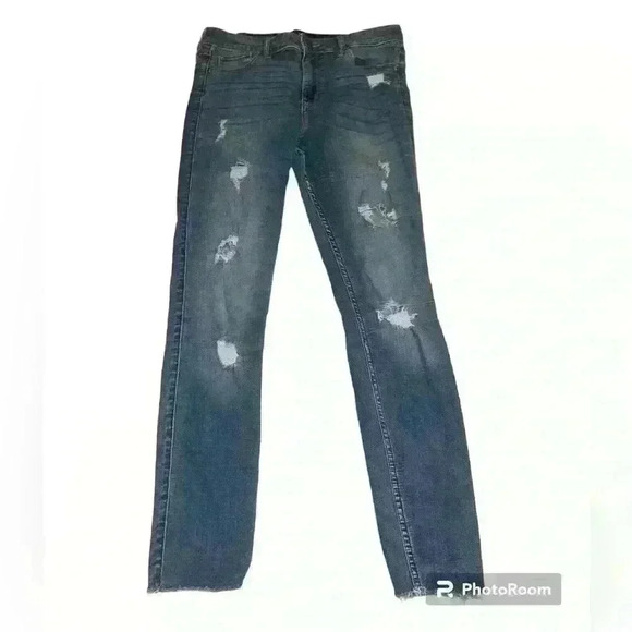 Denim Distressed Hollister Skinny Jeans - Picture 1 of 4